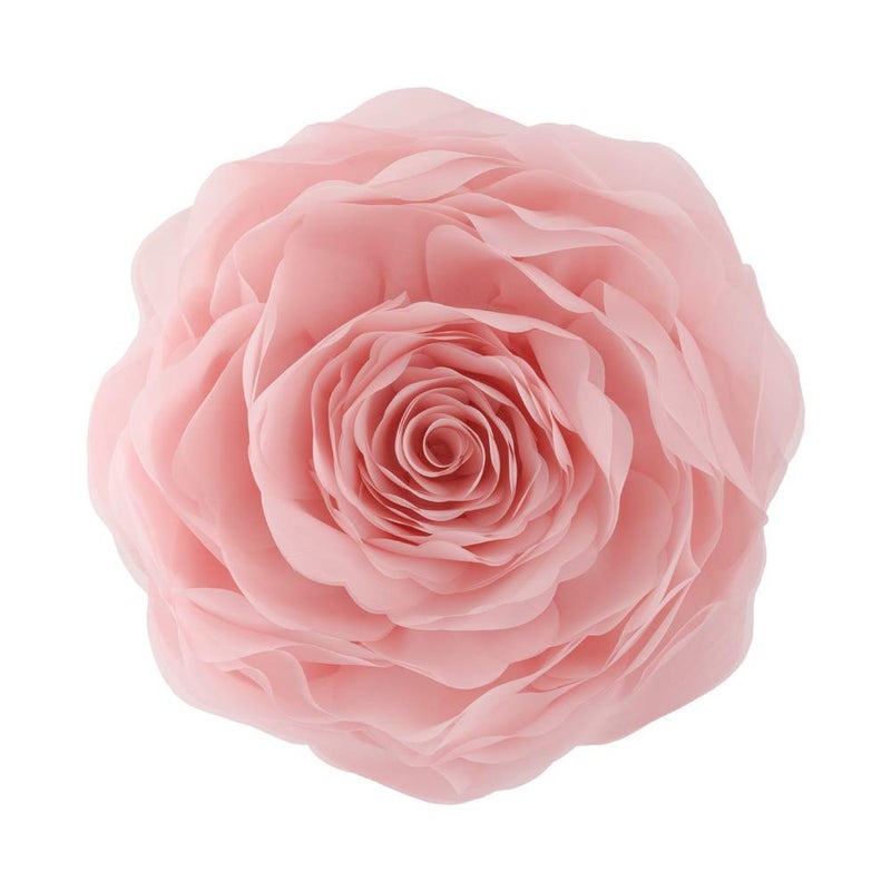 JWH Decorative Flower Throw Pillow Covers Round Cushion Aesthetic Floral Accent Pillow Cases Handmade Pillowcase for Bedroom Bed Couch Chair Living Room 14 Inch Pink - Image 1